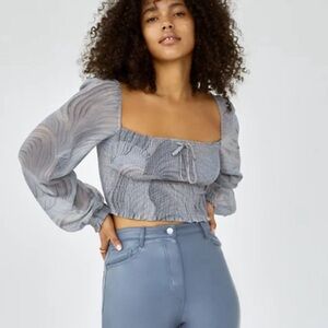 Aritzia Wilfred Saga Blouse, Granite Blue, S